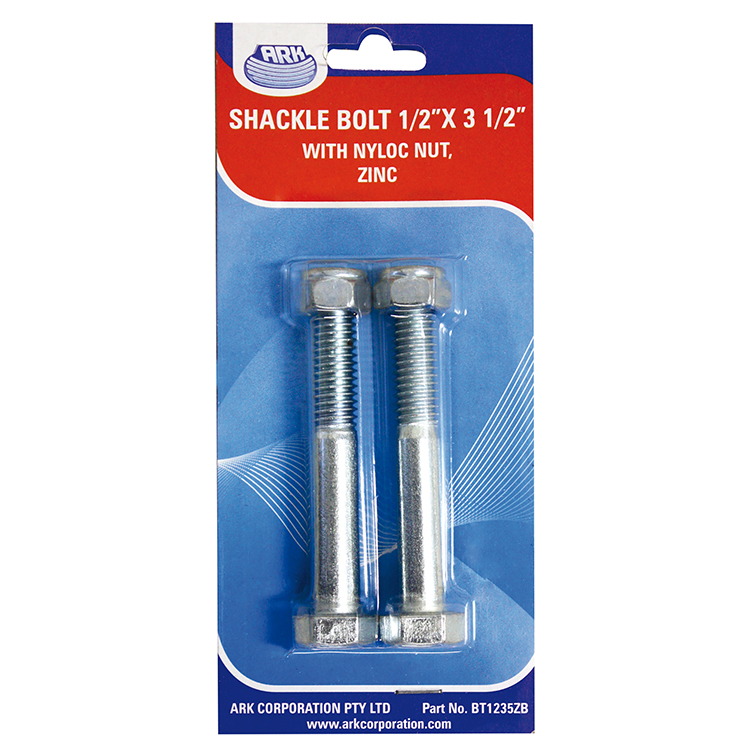 Shackle Pin 1/2" x 3 1/2" with Nyloc Nut, zinc (pkt of 2)
