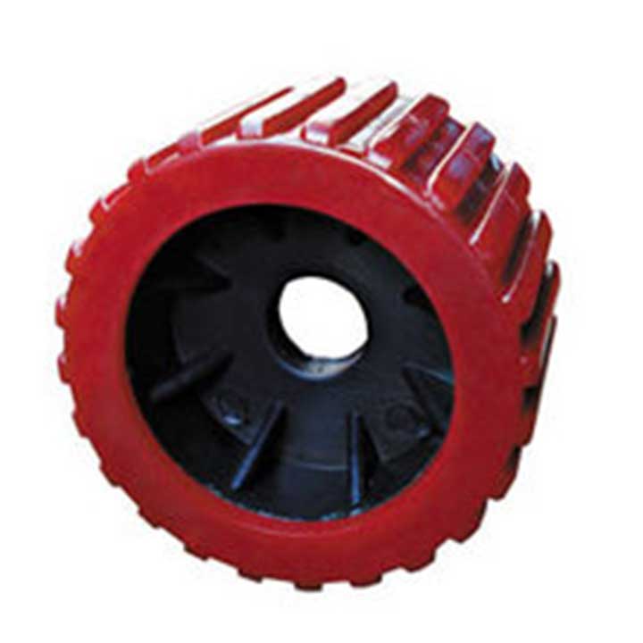 Red Ribbed Wobble Roller 26mm bore|Diameter = 100mm Width = 75mm