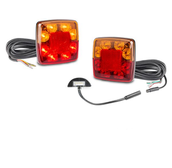 Square Waterproof Tail Light kit| 5 Metres Cable| Seperate Number Plate light