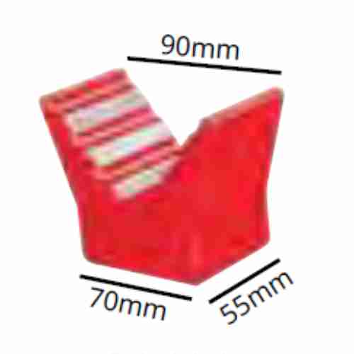 3” Poly V Block Red | Base Size 70mm | Pin Size 14mm